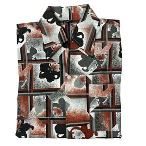 Vtg 70s Disco Shirt Short Sleeve Button Up Joel of California Floral Mens Medium